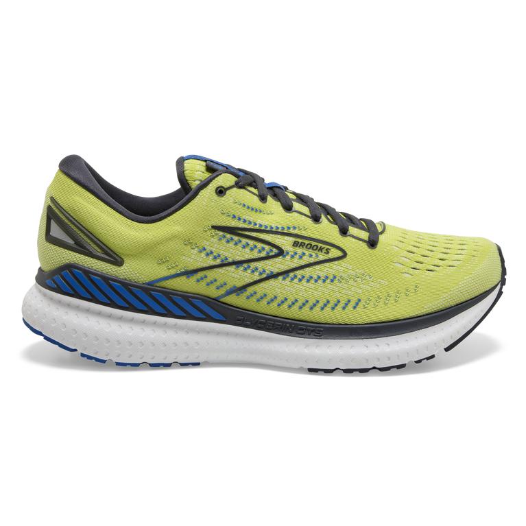 Brooks Glycerin GTS 19 Max-Cushion Road Running Shoes - Men's - Yellow/ Navy/ Blue (14279-PQWJ)